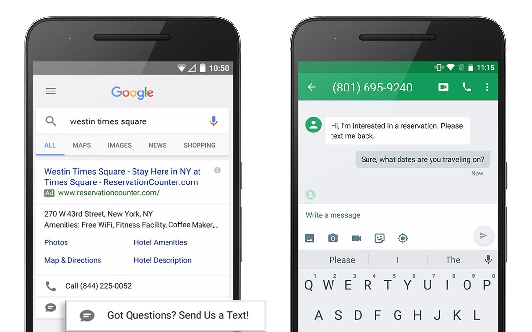Envoyez un SMS aux annonceurs de Google AdWords avec SMS Direct